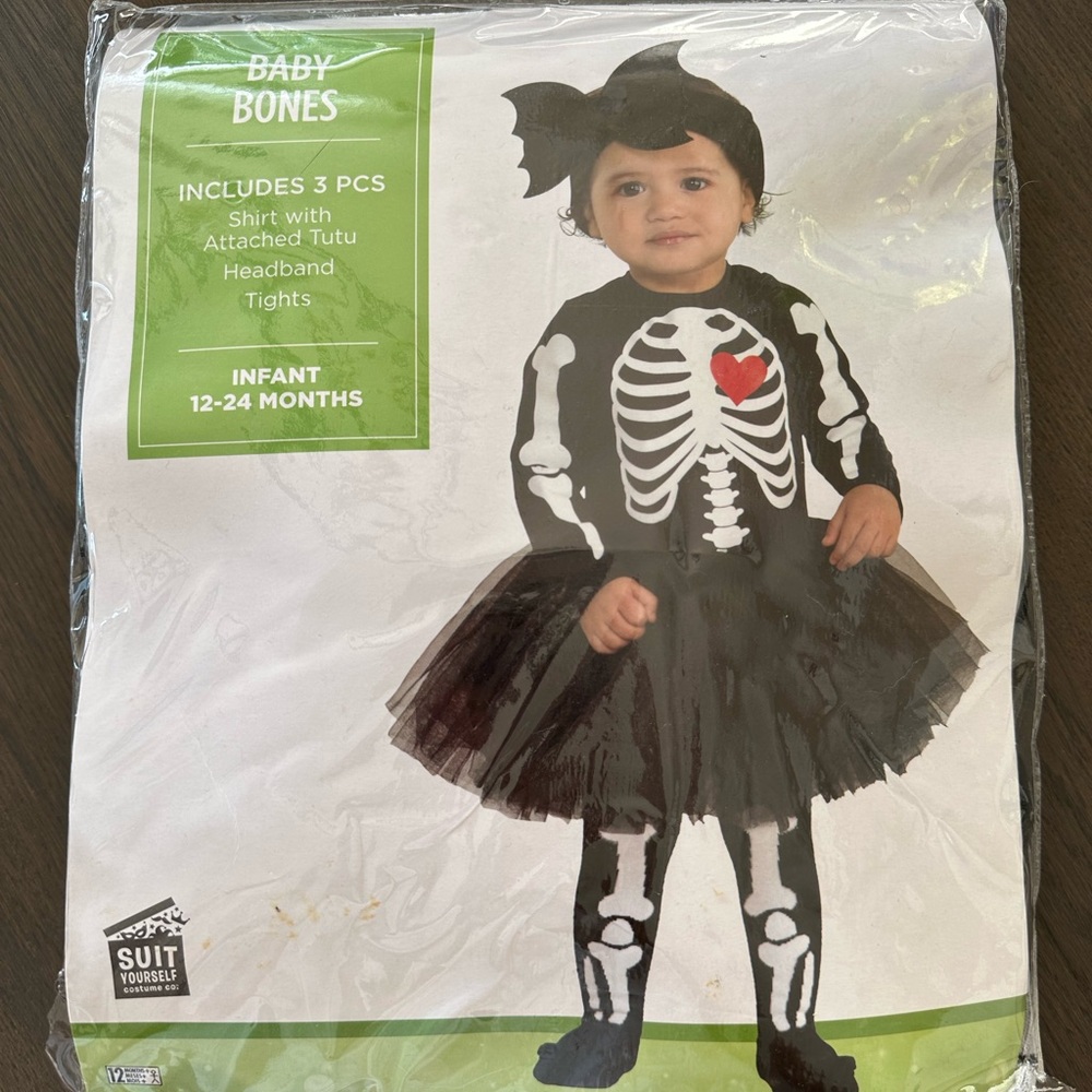 Baby/toddler bones skeleton dress Halloween costume